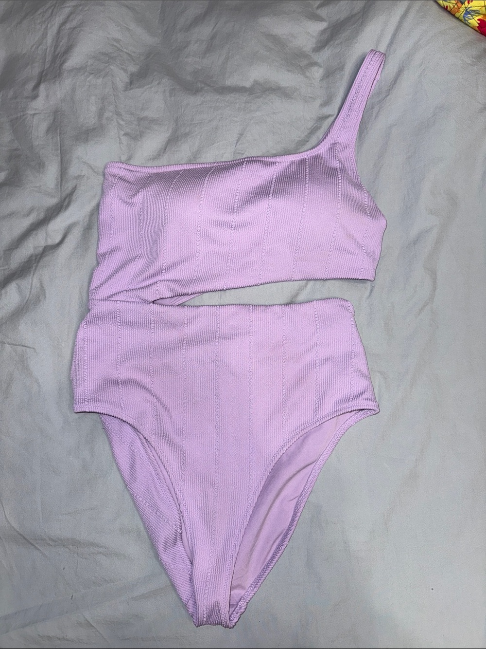 Aerie One-Shoulder Ribbed Bikini Set